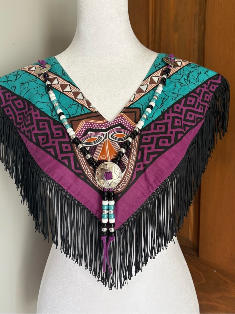 Vintage Square Dance Western Fringe Bandana Shoulder Cover Shawl Rodeo Cowgirl